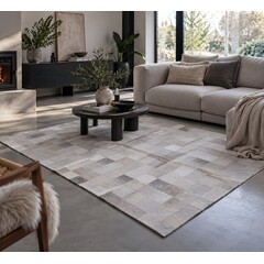 Koeienhuid patchwork vloerkleed grijs 180x120cm