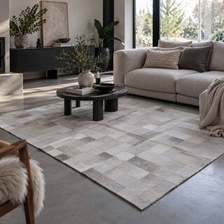 Koeienhuid patchwork vloerkleed grijs 180x120cm