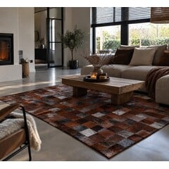 Koeienhuid patchwork vloerkleed bruin 180x120cm