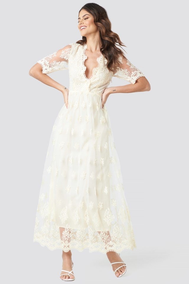 adidas Delicate Flower Lace Maxi Dress White