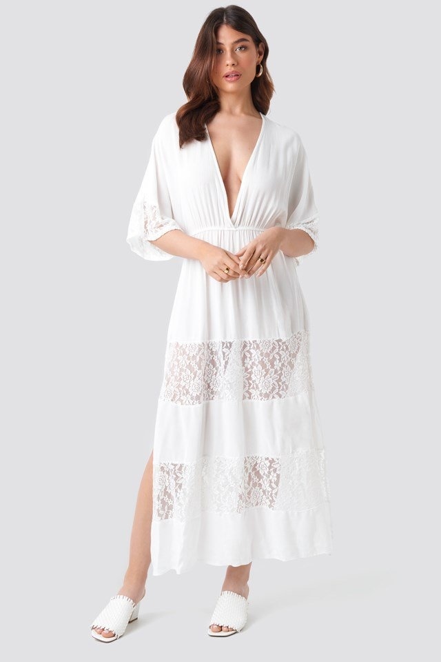 asics Tulum Lace Maxi Dress White