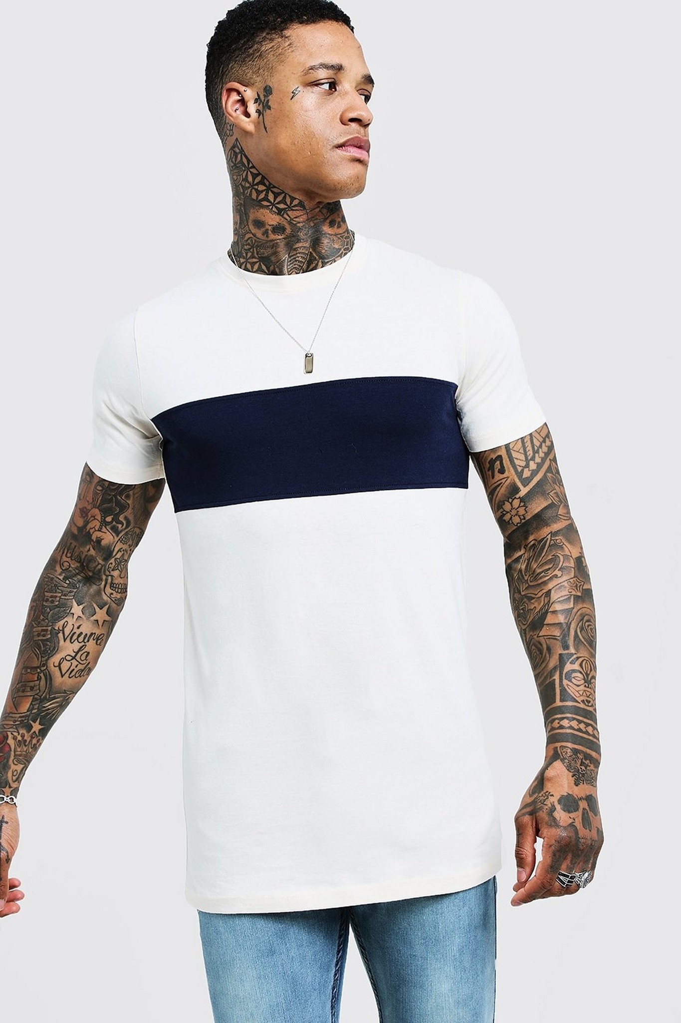 Wilson Muscle Fit Longline Colour Block Tee Wilson Muscle Fit Longline Colour Block Tee
