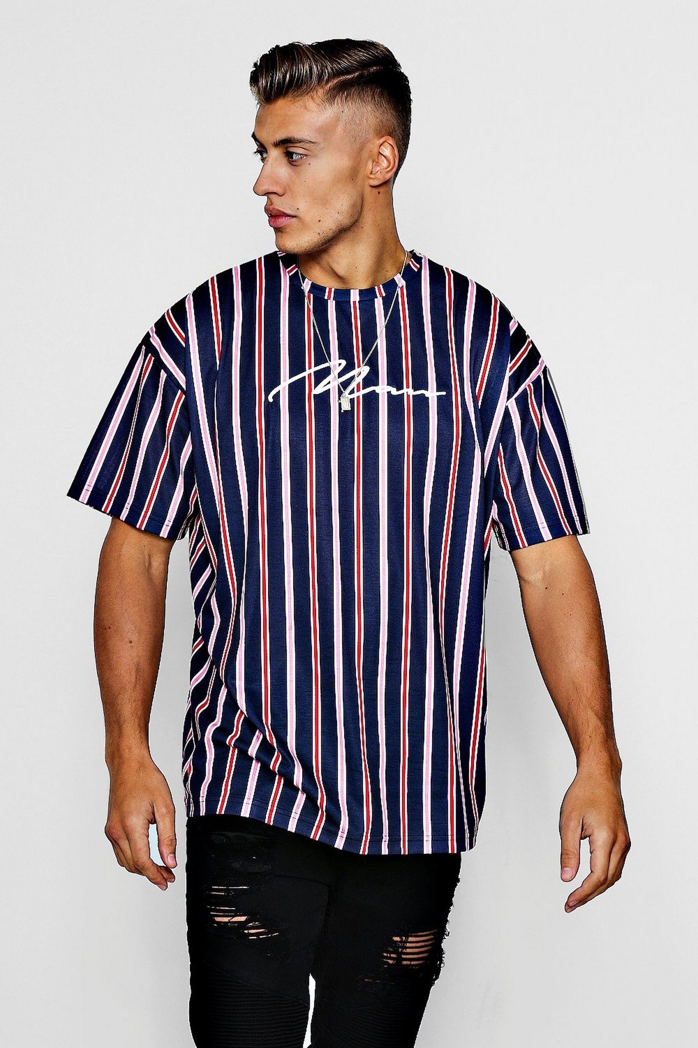 Jako MAN Signature Embroidered Oversized Stripe T-Shirt