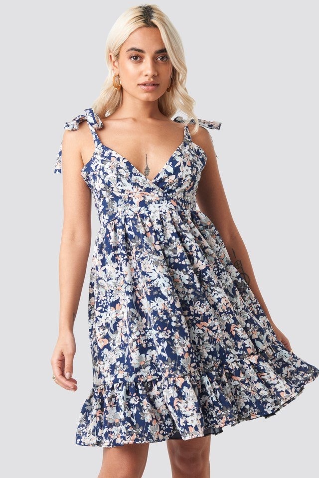 Wilson Shoulder Knot Mini Dress Blue Wilson Shoulder Knot Mini Dress Blue
