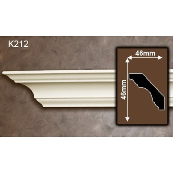 Grand Decor Kroonlijst K212 (46 x 46 mm), polyurethaan, lengte 2 m