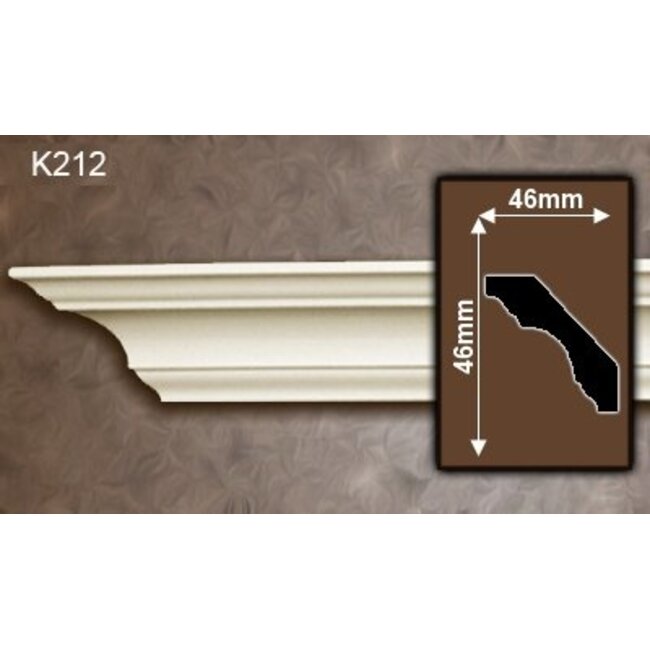 Grand Decor Cornice K212 (46 x 46 mm), polyurethane, length 2 m