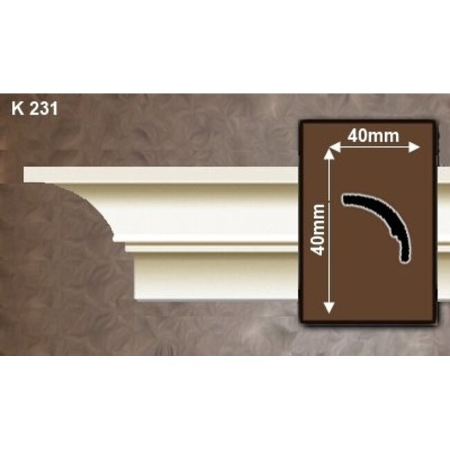 Grand Decor Kroonlijst P922 (40 x 40 mm), polyurethaan, lengte 2 m