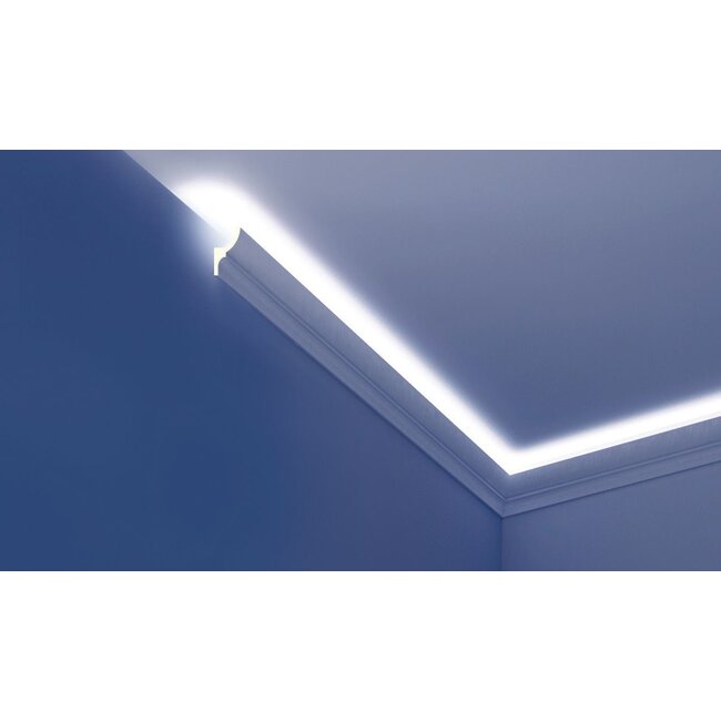 Tesori Ceiling moulding with LED lighting – KF701 (70 x 40 mm) PU Decorative moulding for indirect lighting, length 2 m
