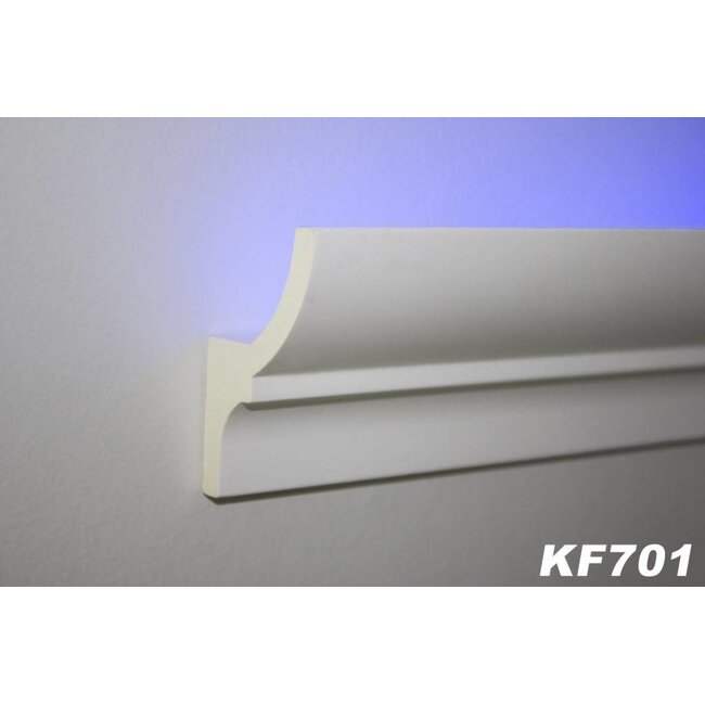 Tesori Plafondlijst met LED verlichting – KF701 (70 x 40 mm) PU Sierlijst voor indirecte verlichting, lengte 2 m