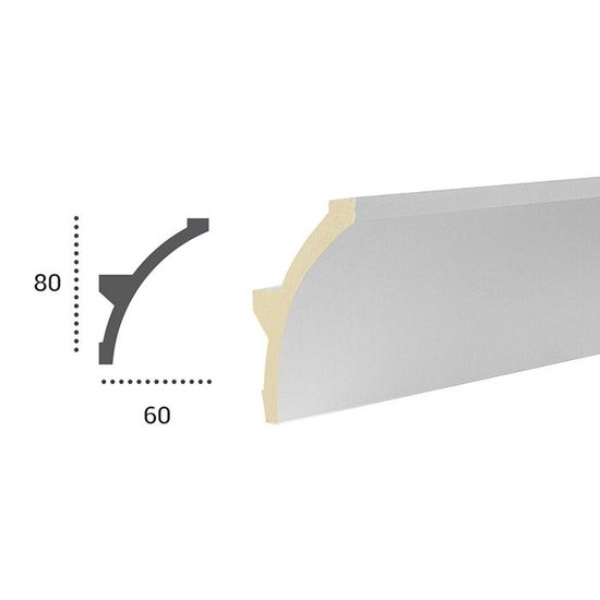 Tesori Polyurethaan - LED sierlijst voor indirecte verlichting, KF702 (80 x 60 mm), lengte 2 m