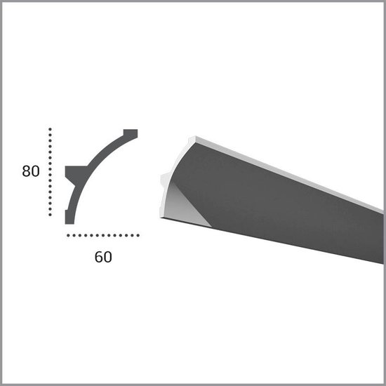 Tesori Polyurethaan - LED sierlijst voor indirecte verlichting, KF702 (80 x 60 mm), lengte 2 m
