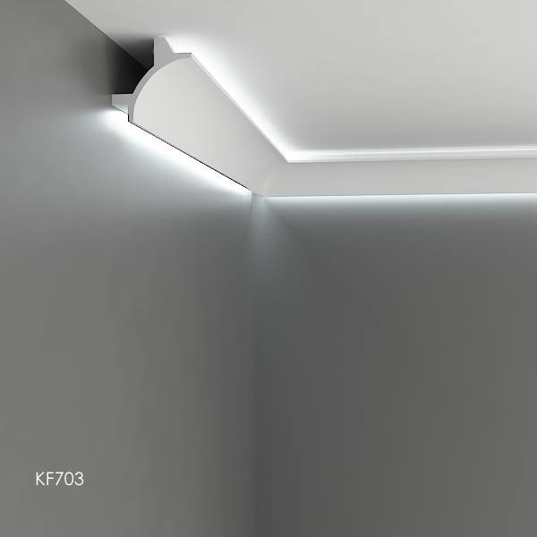 Polyurethaan - LED sierlijst indirecte verlichting, KF703 (90 x 90 mm), 2 m | Decor.nl