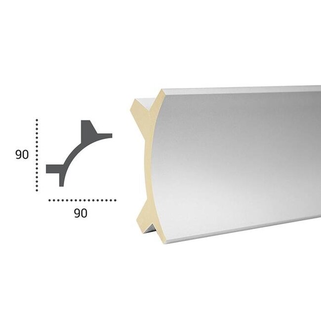 Tesori Polyurethane LED moulding for indirect lighting, KF703 (90 x 90 mm), length 2 m