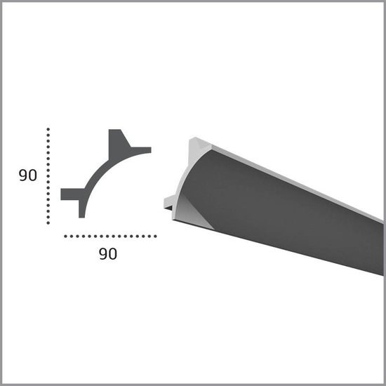 Tesori Polyurethaan - LED sierlijst voor indirecte verlichting, KF703 (90 x 90 mm), lengte 2 m