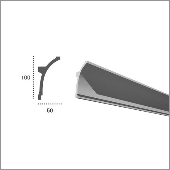 Tesori Polyurethaan - LED sierlijst voor indirecte verlichting, KF704 (100 x 50 mm), lengte 2 m