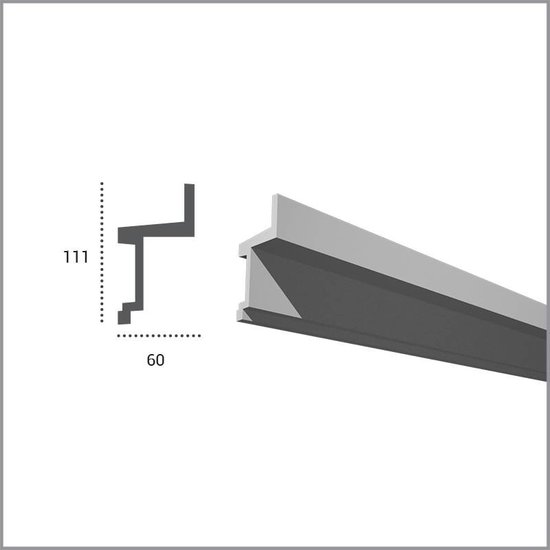 Tesori Polyurethaan - LED sierlijst voor indirecte verlichting, KF705 (111 x 60 mm), lengte 2 m