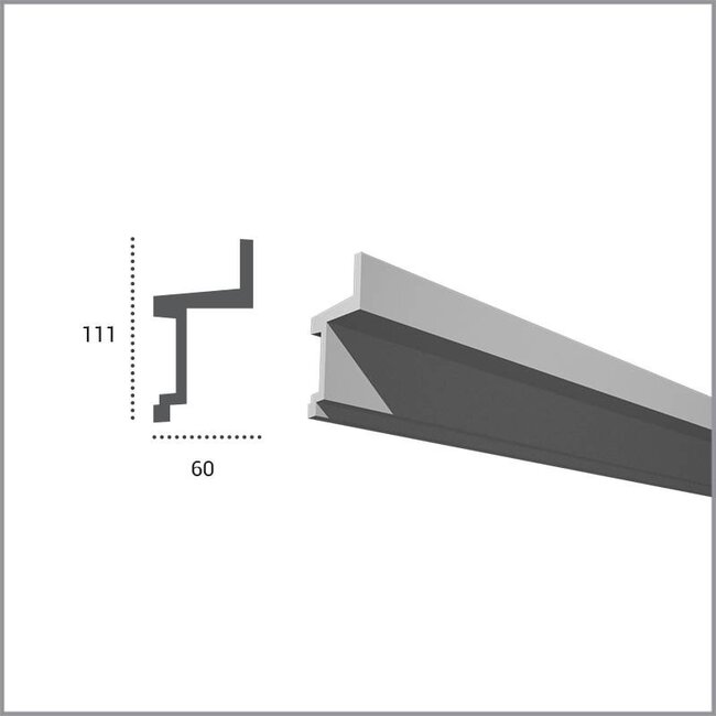 Tesori Polyurethaan - LED sierlijst voor indirecte verlichting, KF705 (111 x 60 mm), lengte 2 m