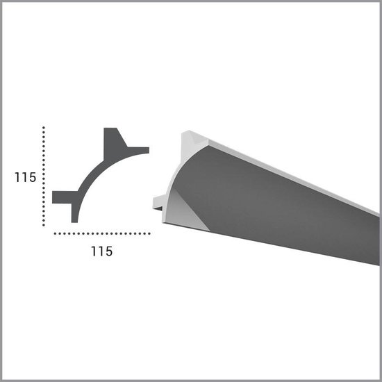 Tesori Polyurethaan - LED sierlijst voor indirecte verlichting, KF706 (115 x 115 mm), lengte 2 m