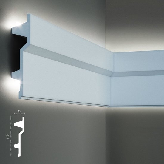 Tesori Polyurethaan - LED sierlijst voor indirecte verlichting, KF707 (179 x 45 mm), lengte 2 m