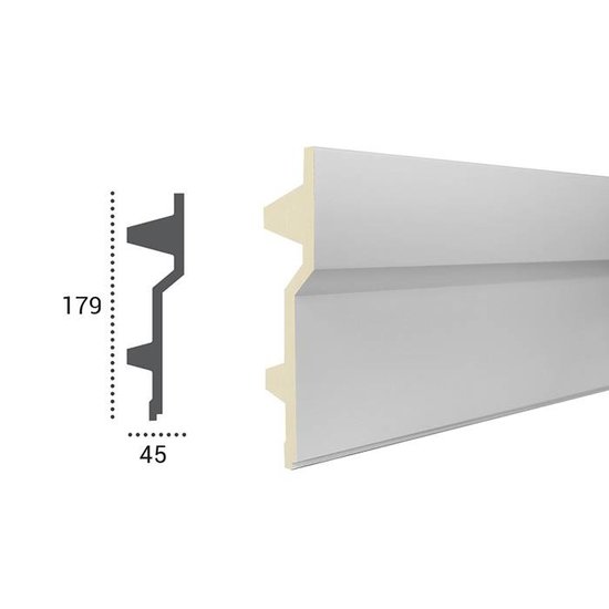 Tesori Polyurethaan - LED sierlijst voor indirecte verlichting, KF707 (179 x 45 mm), lengte 2 m