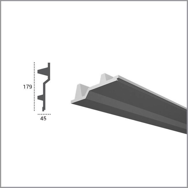 Tesori Polyurethaan - LED sierlijst voor indirecte verlichting, KF707 (179 x 45 mm), lengte 2 m