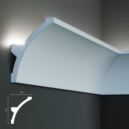 Tesori Polyurethaan - LED sierlijst voor indirecte verlichting, KF708 (140 x 106 mm), lengte 2 m
