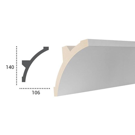 Tesori Polyurethaan - LED sierlijst voor indirecte verlichting, KF708 (140 x 106 mm), lengte 2 m