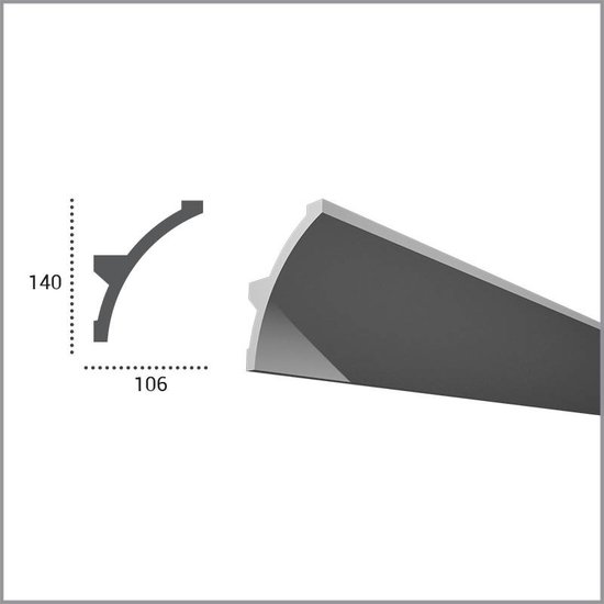 Tesori Polyurethaan - LED sierlijst voor indirecte verlichting, KF708 (140 x 106 mm), lengte 2 m