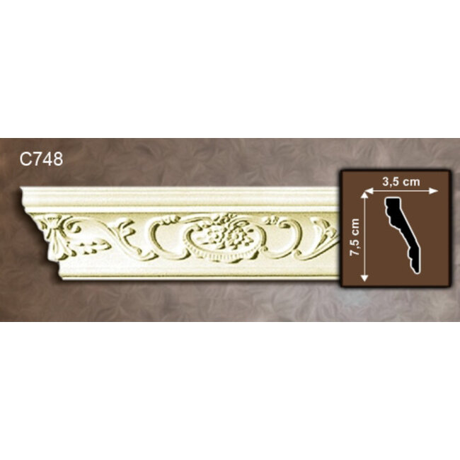 Grand Decor Kroonlijst C748 (75 x 35 mm), polyurethaan, lengte 2 m