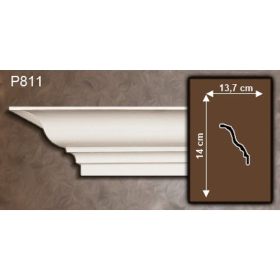 Grand Decor Kroonlijst P811 (140 x 137 mm), polyurethaan, lengte 2 m