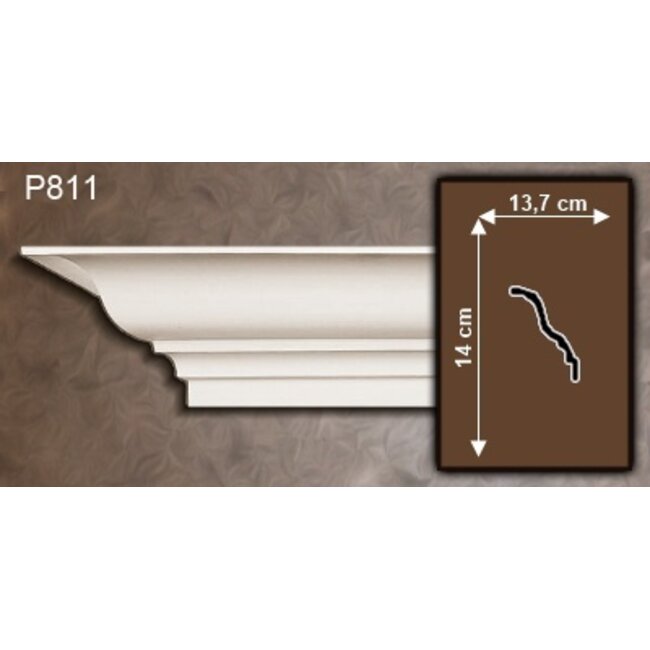 Grand Decor Cornice P811 (140 x 137 mm), polyurethane, length 2 m