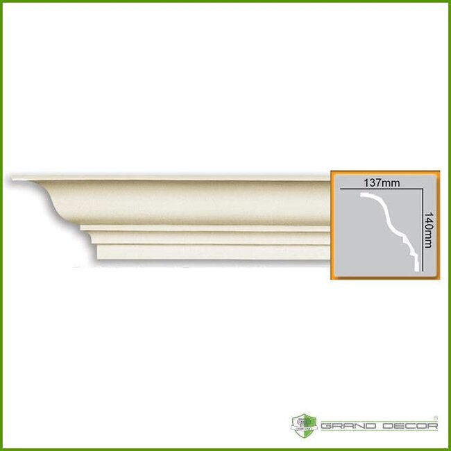 Grand Decor Cornice P811 (140 x 137 mm), polyurethane, length 2 m