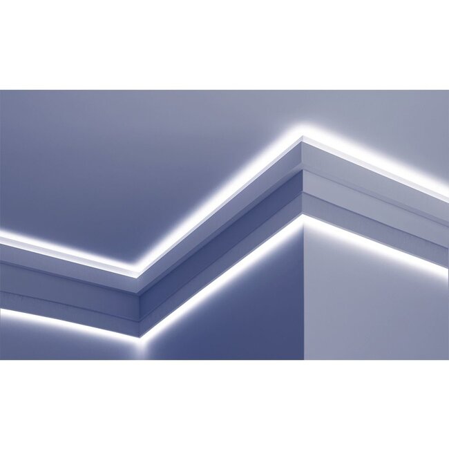 Tesori Polyurethaan - LED sierlijst voor indirecte verlichting, KF501 (62 x 25 mm), lengte 2 m