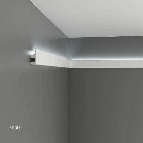 Tesori Polyurethaan - LED sierlijst voor indirecte verlichting, KF501 (62 x 25 mm), lengte 2 m