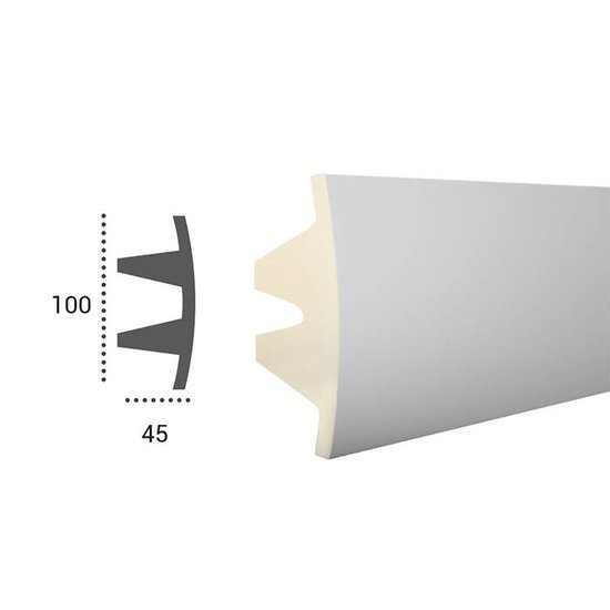 Tesori Polyurethaan - LED sierlijst voor indirecte verlichting, KF503 (100 x 45 mm), lengte 2 m