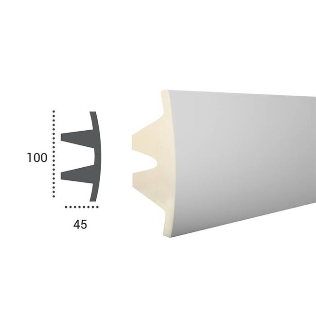Tesori Polyurethane - LED decorative cornice for indirect lighting, KF503 (100 x 45 mm), length 2 m