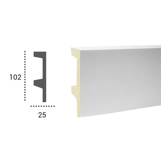 Tesori Polyurethaan - LED sierlijst voor indirecte verlichting, KF504 (102 x 25 mm), lengte 2 m