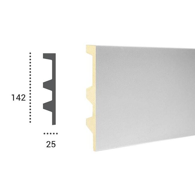 Tesori Polyurethaan - LED sierlijst voor indirecte verlichting, KF505 (142 x 25 mm), lengte 2 m