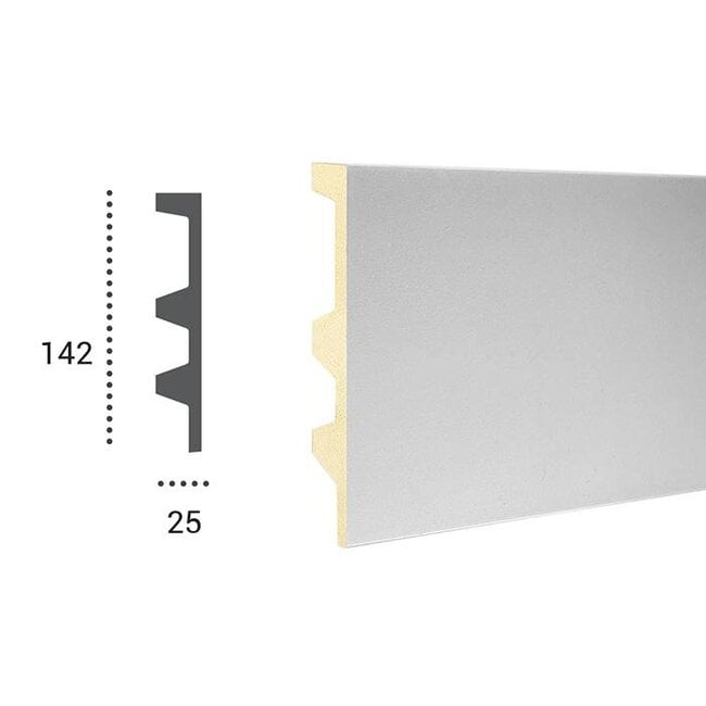 Tesori Polyurethane LED moulding for indirect lighting, KF505 (142 x 25 mm), length 2 m