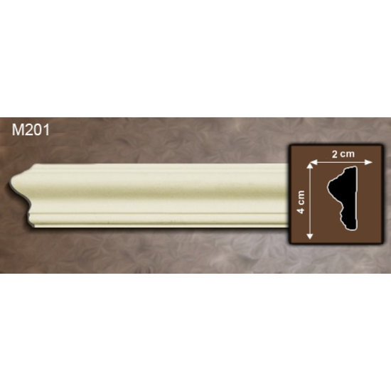 Grand Decor Kaderlijst M201 (40 x 20 mm), polyurethaan, lengte 2 m