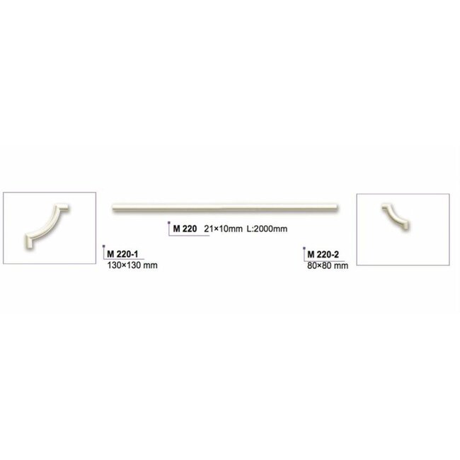Grand Decor M220-1 hoekbochten (130 x 130 mm), polyurethaan, set (4 hoeken)