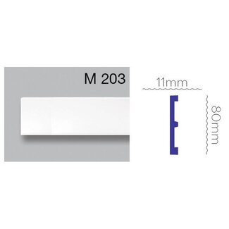Grand Decor Platte plint M203 (80 x 11 mm) polyurethaan, lengte 2 m