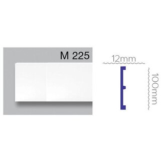 Grand Decor Platte plint M225 (100 x 12 mm) polyurethaan, lengte 2 m
