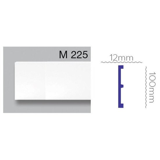 Grand Decor Platte plint M225 (100 x 12 mm) polyurethaan, lengte 2 m