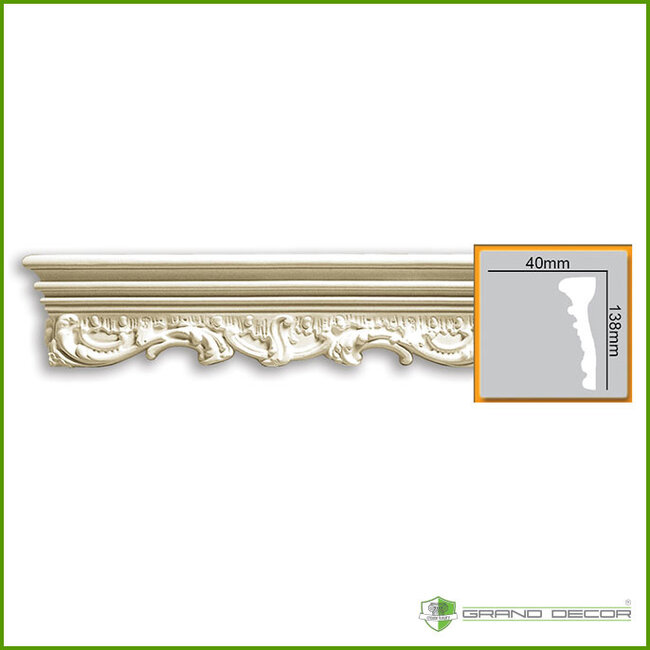 Grand Decor Panel moulding CR708 (138 x 40 mm), polyurethane, length 2 m