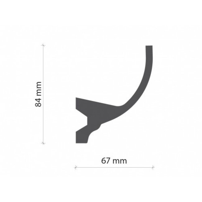 Tesori Polyurethaan - LED sierlijst voor indirecte verlichting, KF715 (84 x 67 mm), lengte 2 m