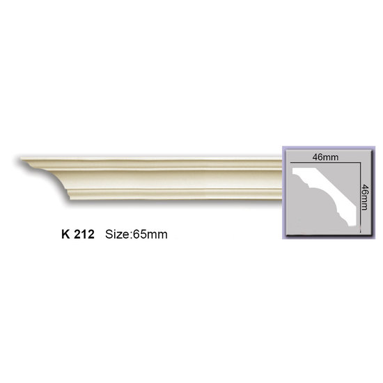 Grand Decor Kroonlijst K212 (46 x 46 mm), polyurethaan, lengte 2 m