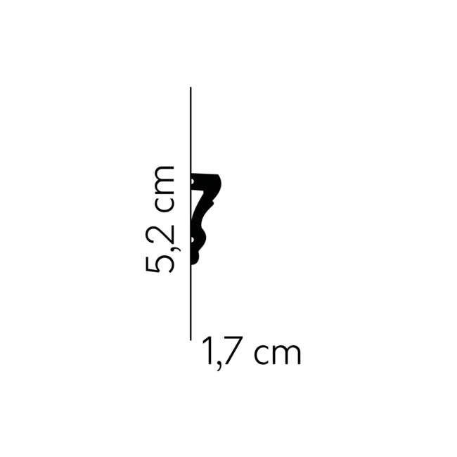 Plint MD314 (52 x 17 mm), HDPS, lengte 2 m