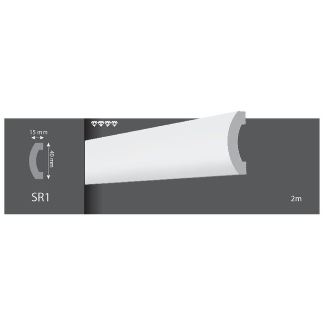 Wandlijst SR1 (40 x 15 mm), lengte 2 m