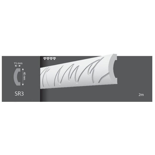 Wall moulding SR3 (40 x 15 mm), length 2 m
